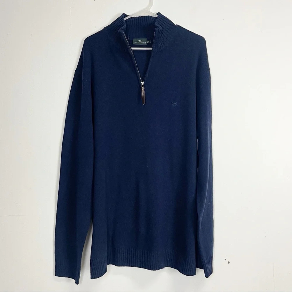 NEW Rodd & Gunn Wool Sweater Mens 2XL Navy Blue Pullover Quarter Zip NWOT